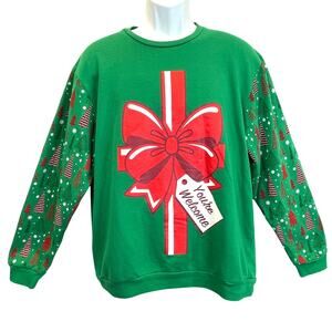 Happy Holidays I'm the Gift You're Welcome Ugly Christmas Sweatshirt Size Med